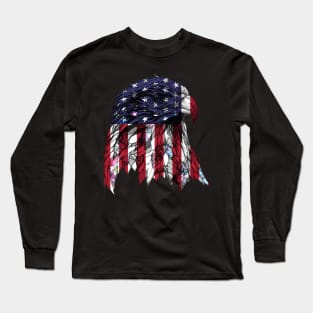 Eagle American Flag TShirt Cool Retro Vintage 4th July Long Sleeve T-Shirt